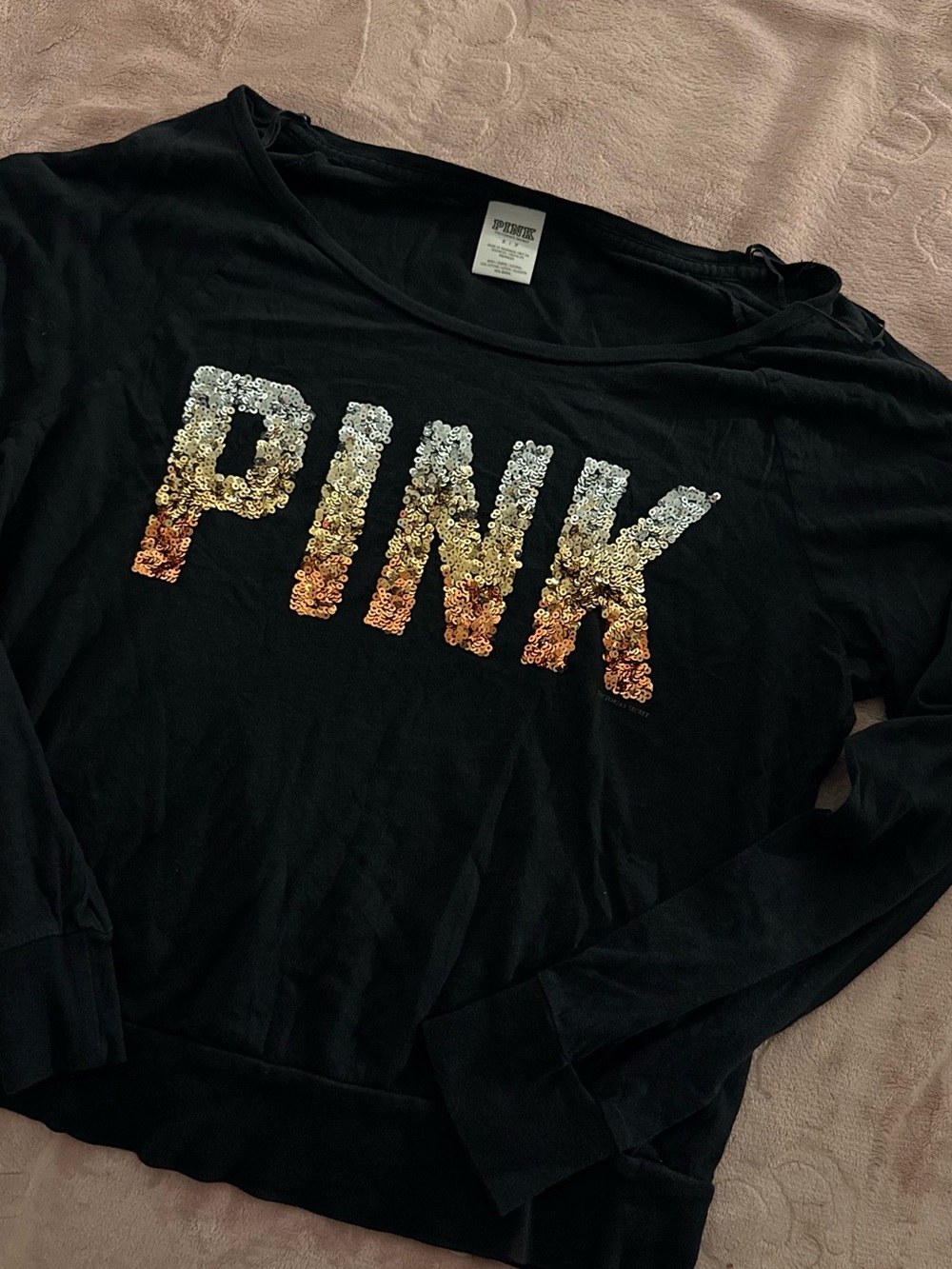 PINK Victoria's Secret Black Crew Neck Top